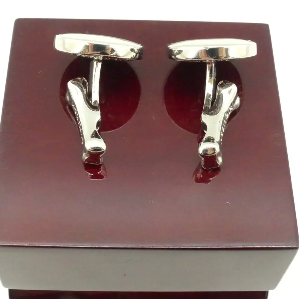 Menashe & Sons Mother of Pearl Round Cufflinks Silver Tone Formal Wedding Gift